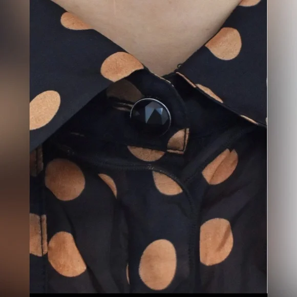 Just Cavalli by Roberto Cavalli Polka Dot Ruffled Silk Blouse Sz L (10/12) It 46 - Picture 8 of 11